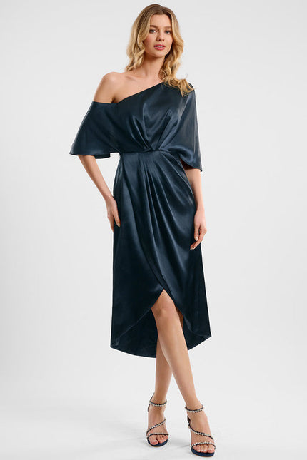 Robe Satinée Une Épaule Chic - gallery 2