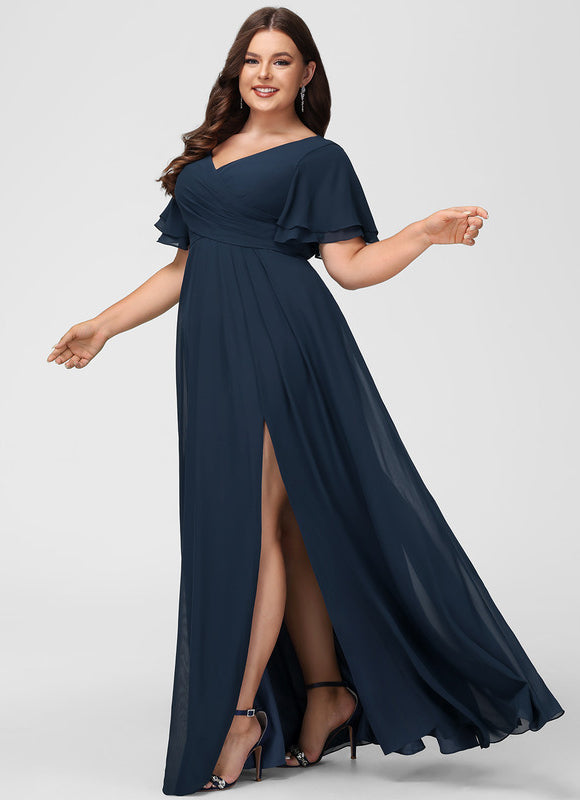 Robe Longue Chic Col V Fendue - gallery 5