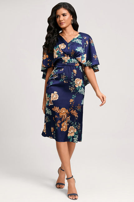 Robe Satinée Fleurie Col V Chic - gallery 1