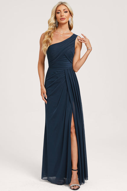 Robe Longue Évasée Une Épaule - gallery 2