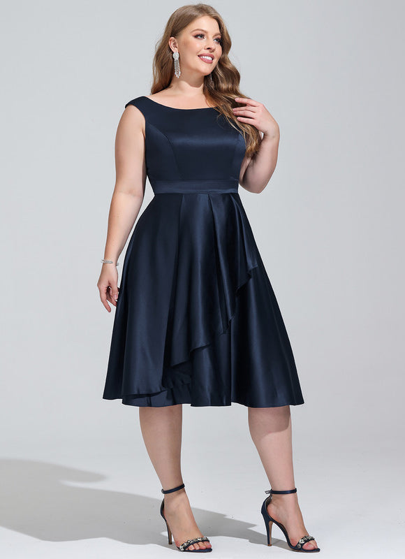 Robe Trapèze Satinée Élégante Nuit - gallery 9