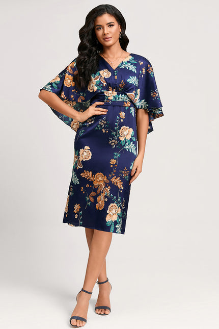 Robe Satinée Fleurie Col V Chic - gallery 2