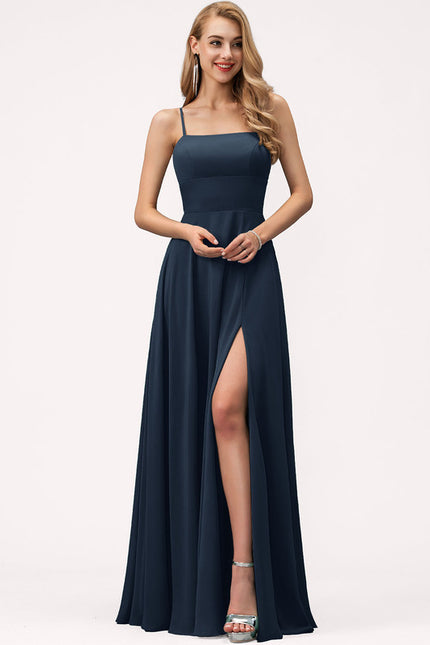 Robe Trapèze Chic Col Carré Fendue - gallery 1