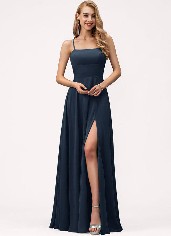 Robe Trapèze Chic Col Carré Fendue - gallery 1