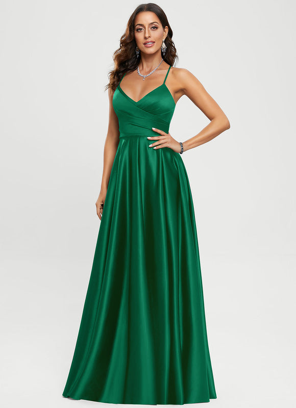 Robe Satinée Élégante Fendue Col V - gallery 8