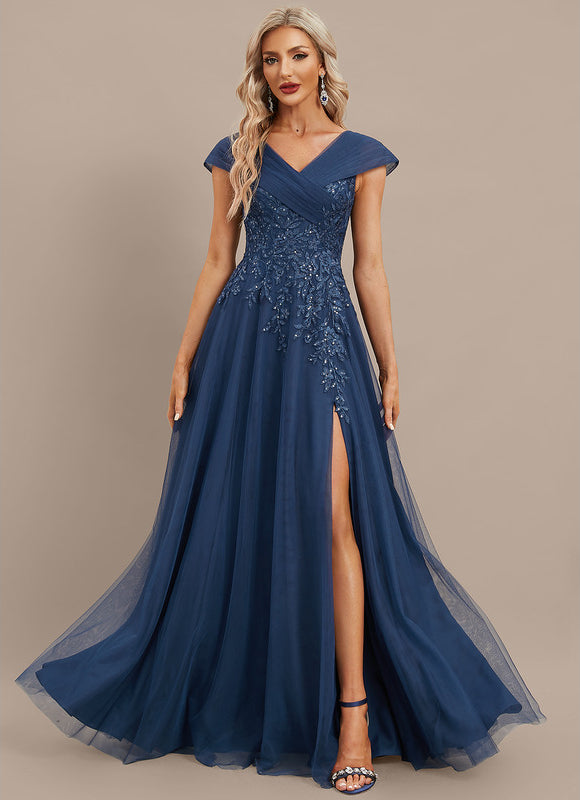 Robe De Soirée Tulle Chic Bleu