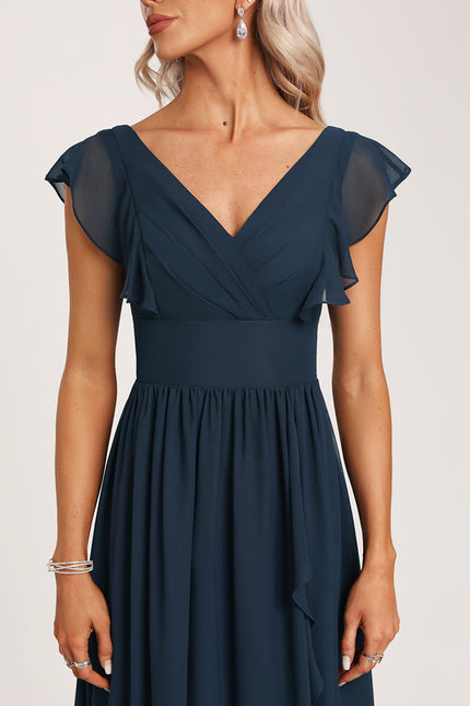 Robe Mousseline Élégante Col V Fendue - gallery 3