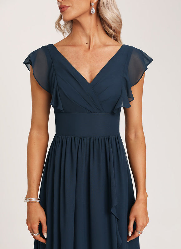 Robe Mousseline Élégante Col V Fendue - gallery 3