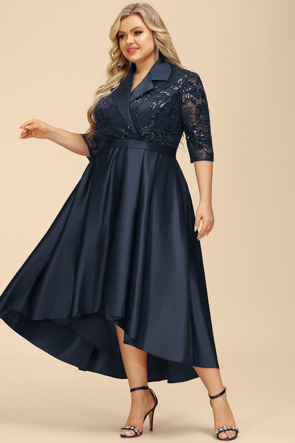 Robe Élégante Satinée Col Brodé - gallery 9