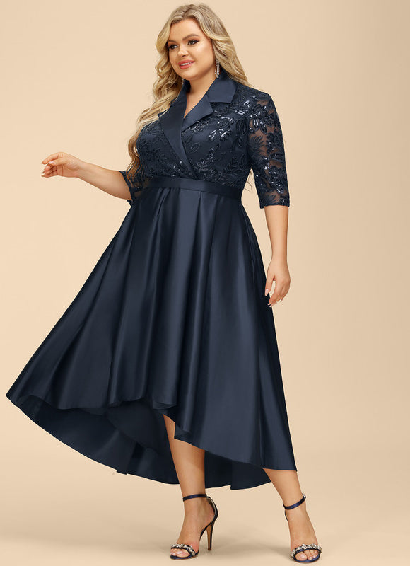 Robe Élégante Satinée Col Brodé - gallery 9