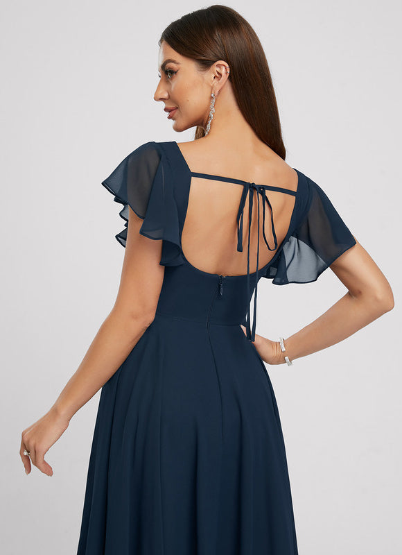 Robe Cocktail Chic Col Carré Volants - gallery 3