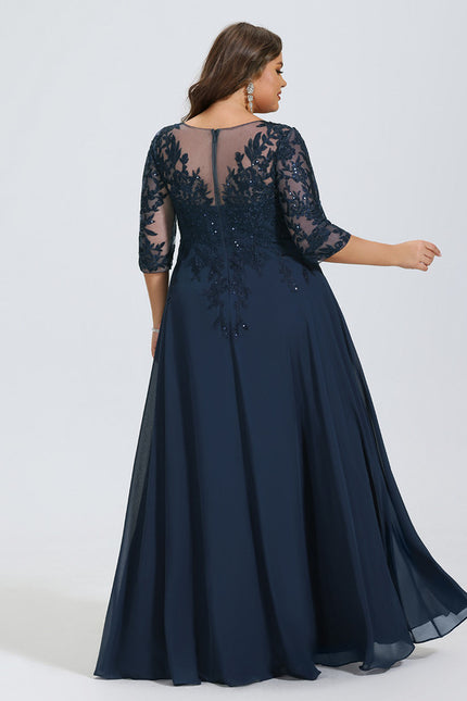 Robe Mère Mariée Bleu Marine Paillettes - gallery 7