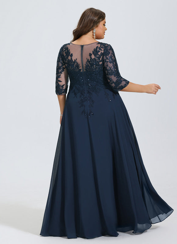 Robe Mère Mariée Bleu Marine Paillettes - gallery 7