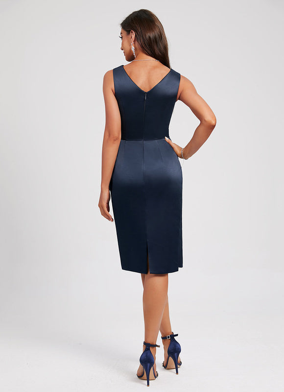 Robe Satinée Élégante Paillettes Noir - gallery 4