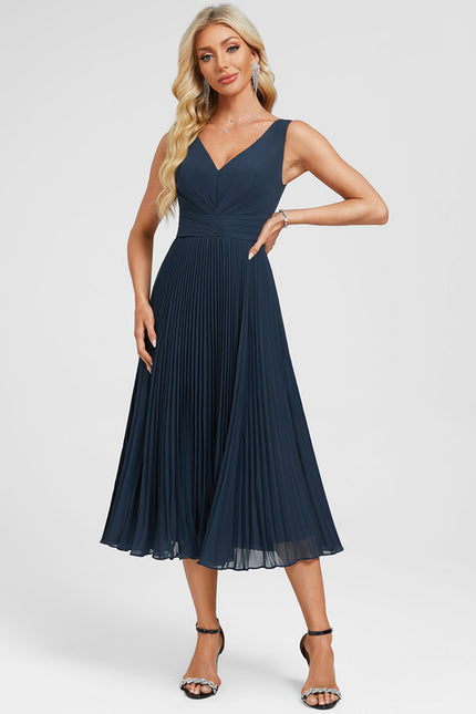 Robe Plissée Élégante Col V - gallery 4