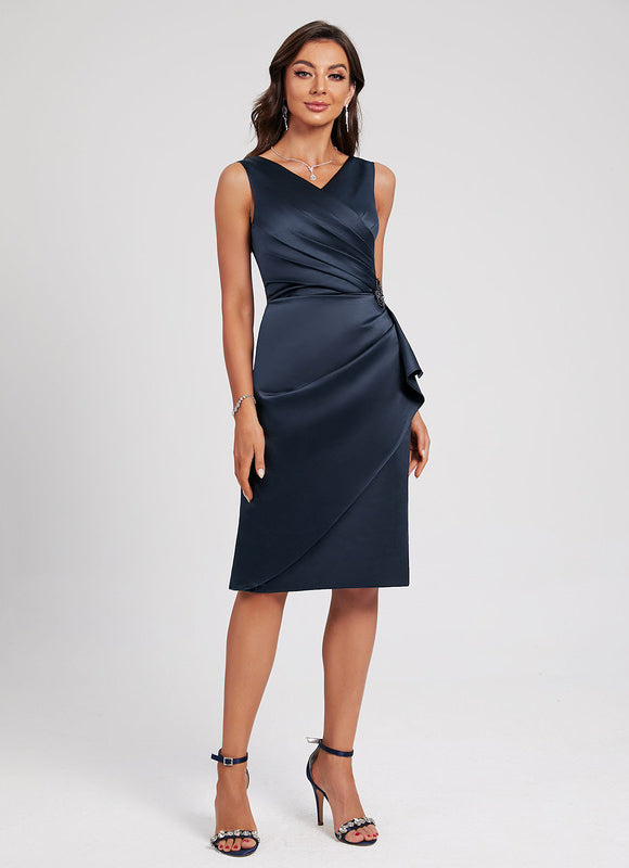 Robe Satinée Élégante Paillettes Noir - gallery 2