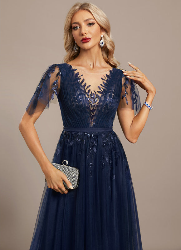 Robe De Soirée Tulle Pailletée Élégante - gallery 1