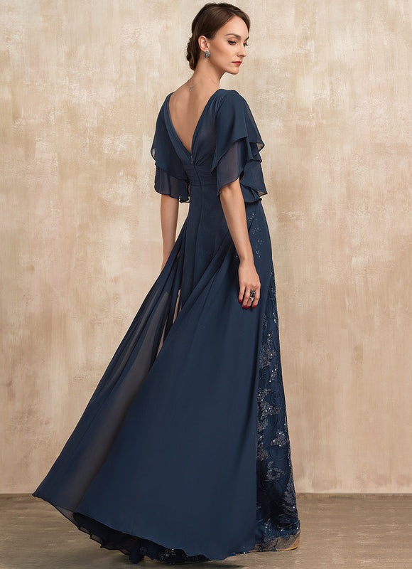 Robe Élégante Paillettes Col V - gallery 5