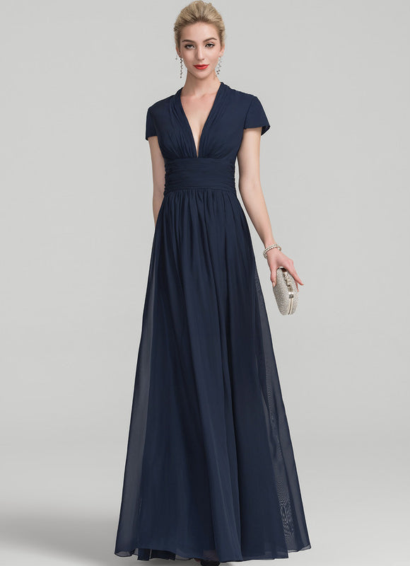 Robe Longue Chic Col V Satinée