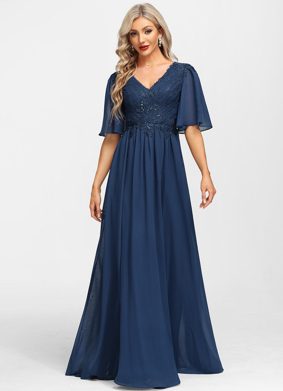 Robe Mère Mariée Bleu Marine Paillettes - gallery 6