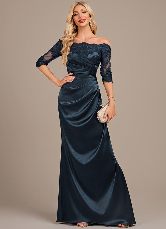 Robe Longue Bleu Marine Dos Nu - gallery 2