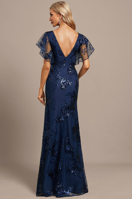Robe Soirée Pailletée Élégante Col Rond - gallery 6