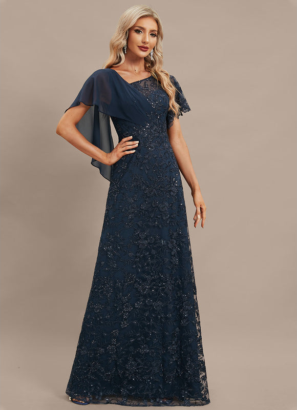 Robe Élégante Paillettes Col Asymétrique - gallery 5