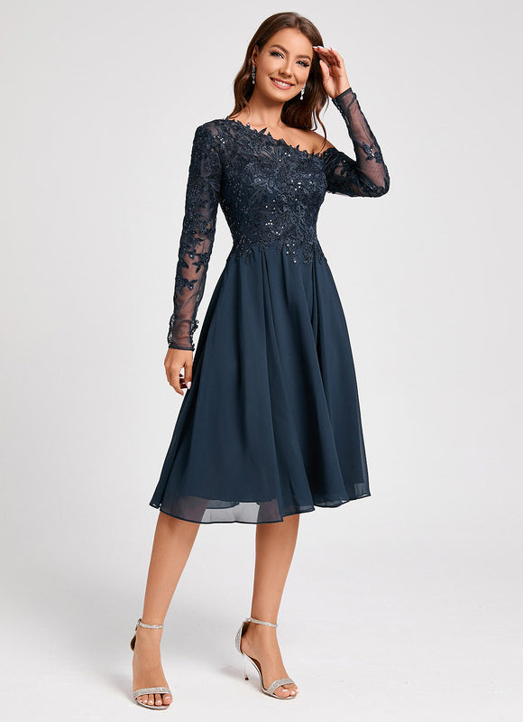 Robe Cocktail Élégante Paillettes Nuit
