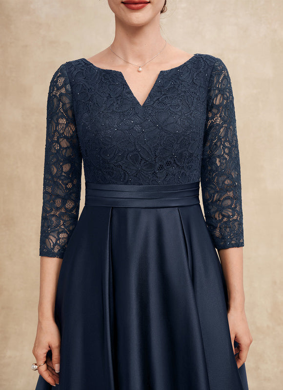 Robe Élégante Satinée Col V Nuit - gallery 5