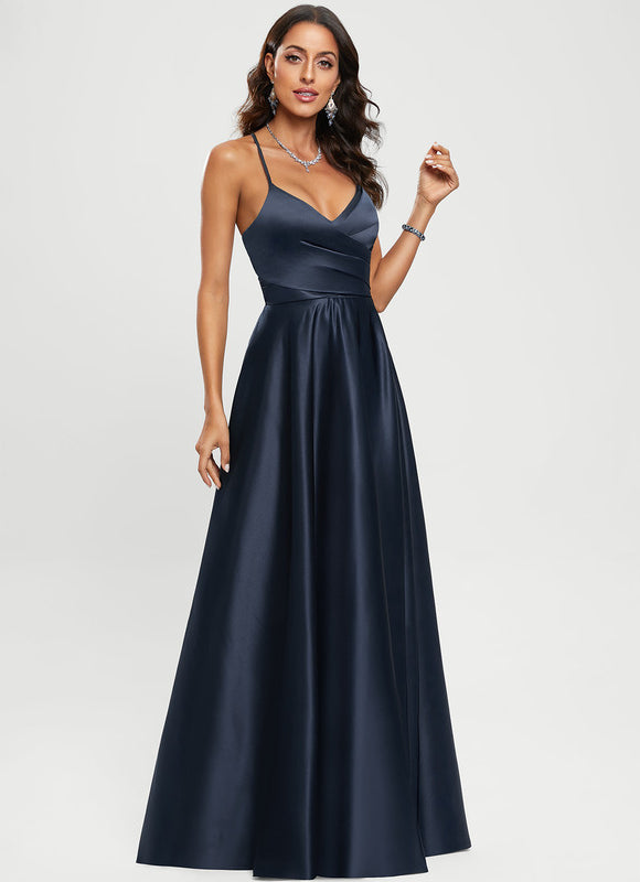 Robe Satinée Élégante Fendue Col V - gallery 5