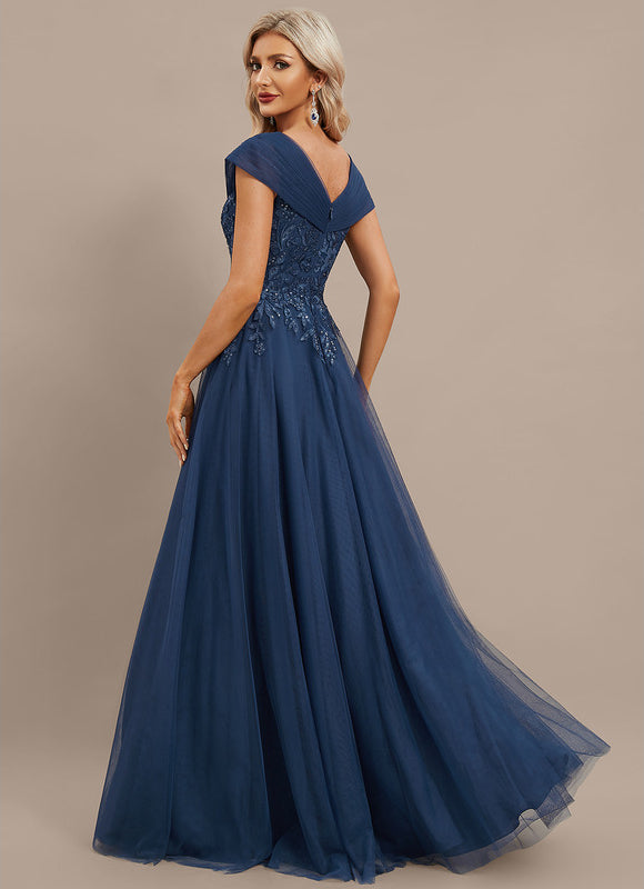 Robe De Soirée Tulle Chic Bleu - gallery 6