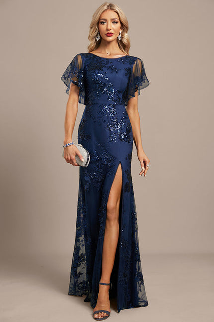 Robe Soirée Pailletée Élégante Col Rond - gallery 2
