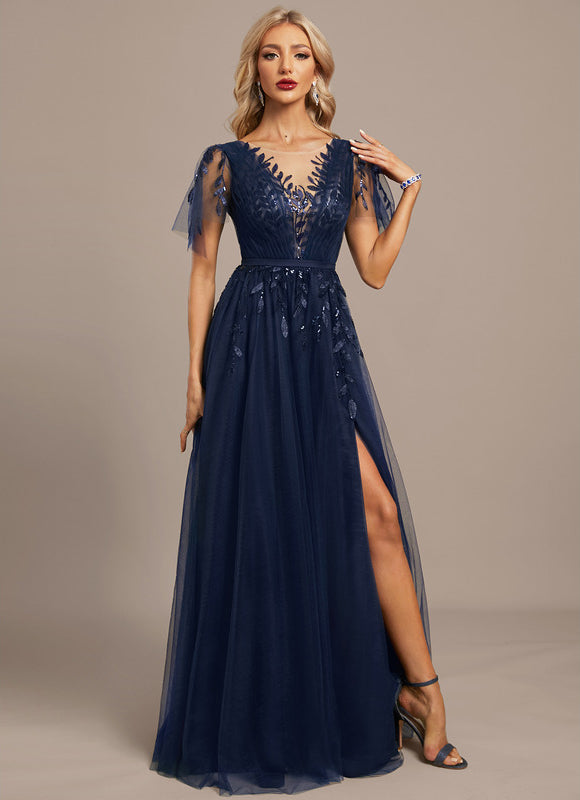 Robe De Soirée Tulle Pailletée Élégante - gallery 4