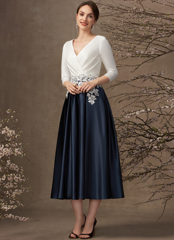 Robe Élégante Satinée Col V Floral - gallery 3