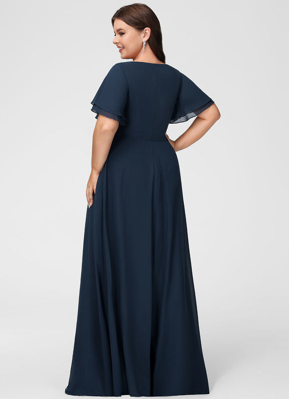 Robe Longue Chic Col V Fendue - gallery 7
