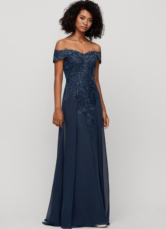 Robe Élégante Épaule Dénudée Paillettes - gallery 3