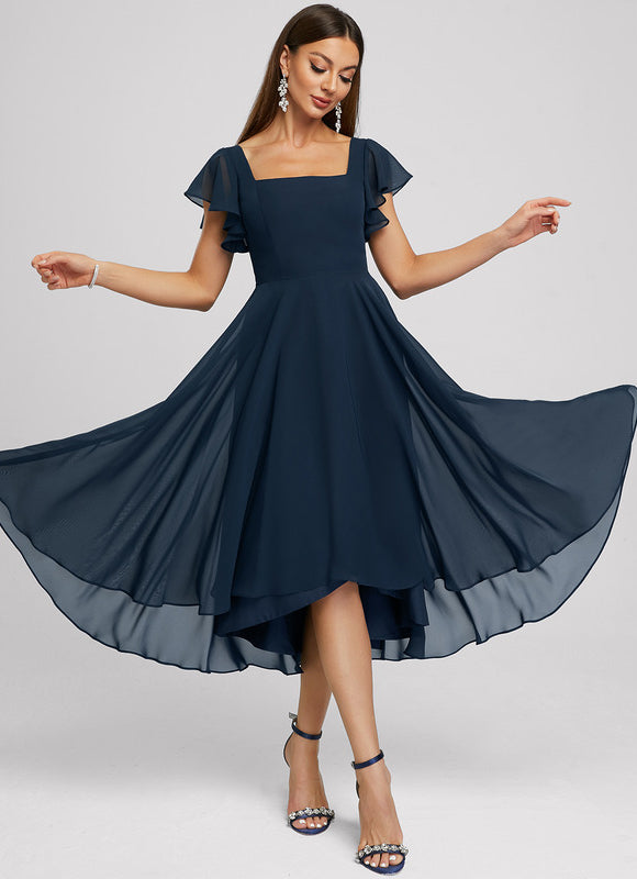 Robe Cocktail Chic Col Carré Volants - gallery 5