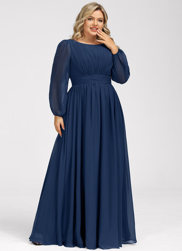 Robe Mousseline Élégante Col Rond - gallery 7