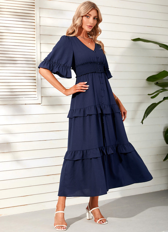Robe Maxi Chic Col V Évasée - gallery 1