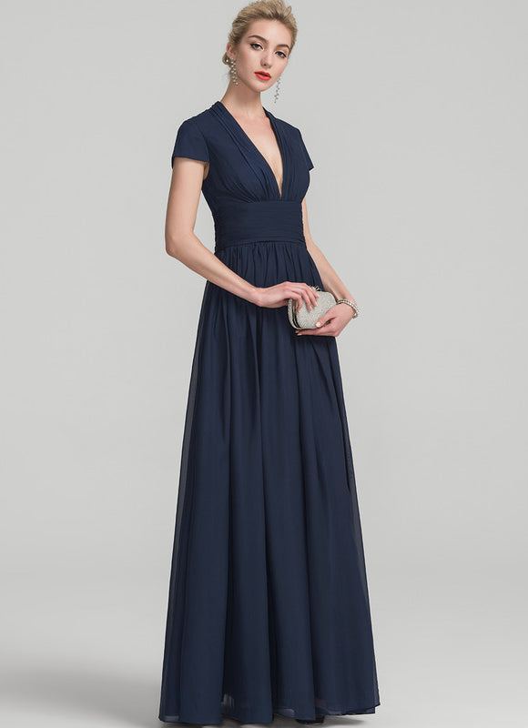 Robe Longue Chic Col V Satinée - gallery 2