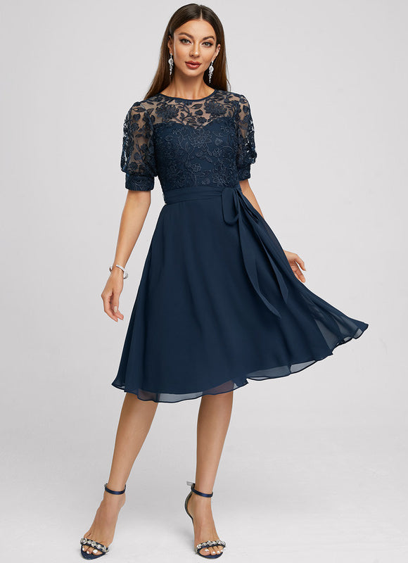 Robe Cocktail Évasée Élégante Nuit - gallery 1