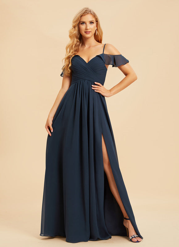 Robe Longue Chic Col V Fendue