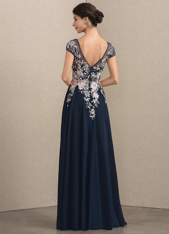 Robe Élégante Fendue Brodée Nuit - gallery 3