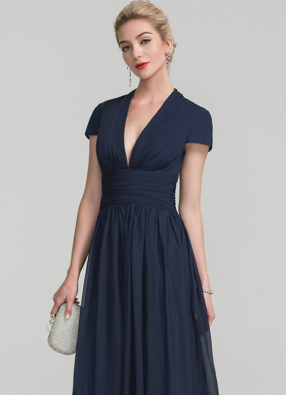 Robe Longue Chic Col V Satinée - gallery 1