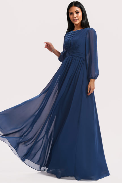 Robe Mousseline Élégante Col Rond