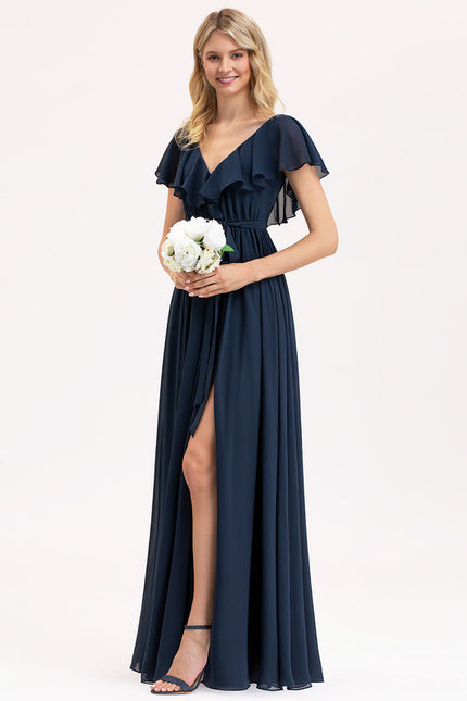 Robe Mousseline Élégante Col V Fendue - gallery 5