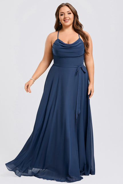 Robe Mousseline Élégante Fendue Nuit - gallery 7