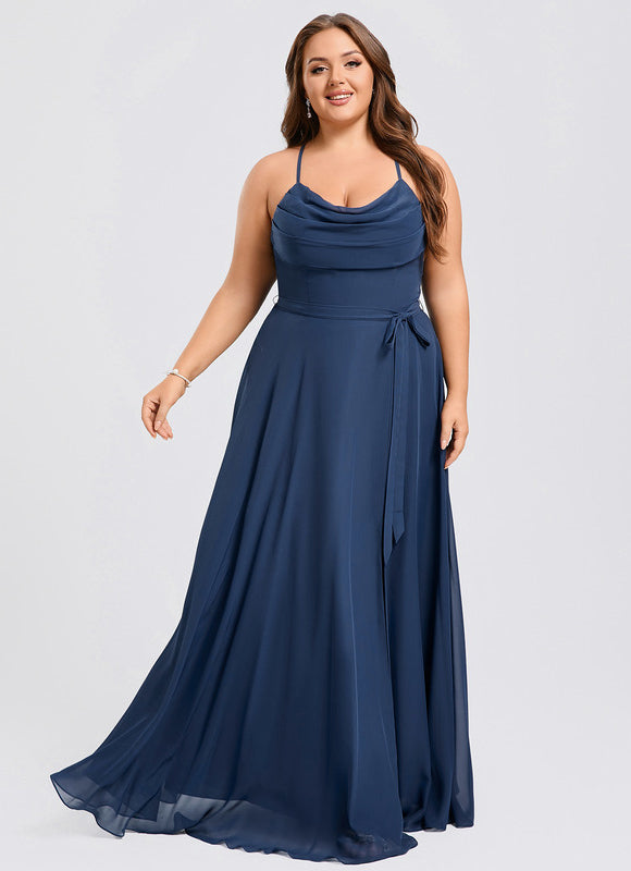 Robe Mousseline Élégante Fendue Nuit - gallery 7
