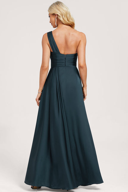 Robe Satinée Une Épaule Élégante - gallery 4