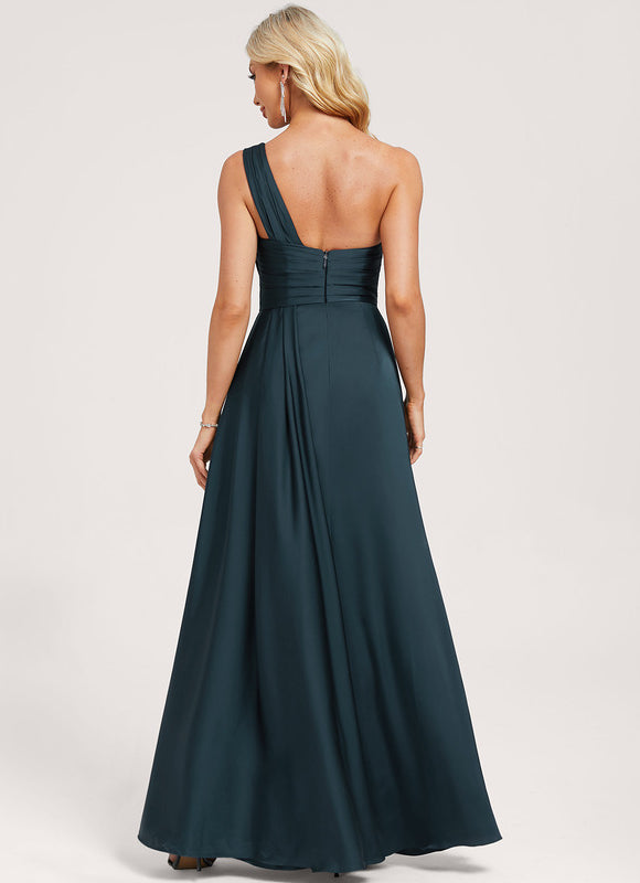 Robe Satinée Une Épaule Élégante - gallery 4